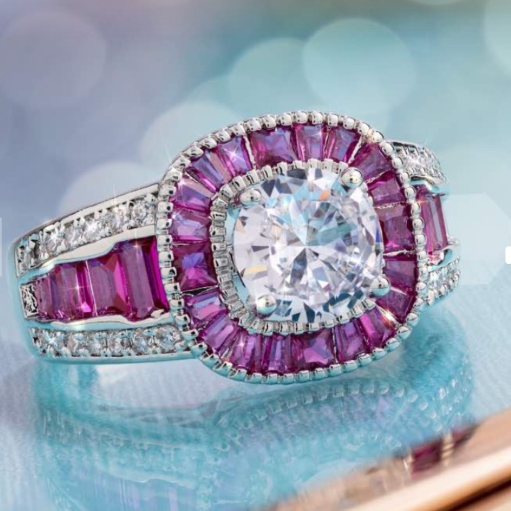 Elegant Silver and Pink Gemstone Ring